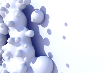 Wall Mural - Abstract background with white milk drops boiling. 3D illustration