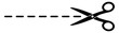 gz458 GrafikZeichnung - german: Schere Symbol mit Schnittlinien / Strichlinie - english: scissors with cut lines icon. dash line. close-up - simple template isolated on white background - xxl g8506