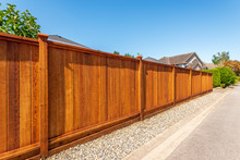 Fence Built From Wood. Outdoor Landscape. Security And Privacy Concept. Vancouver. Canada.