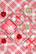 Red Pattern Christmas Gift On Same Background