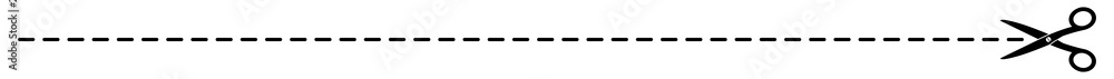 gz460 GrafikZeichnung - german: Schere Symbol mit Schnittlinien / Strichlinie - english: scissors with cut lines icon / dash line. simple template isolated on white background - banner 14to1 g8508 - obrazy, fototapety, plakaty 