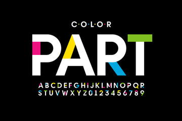 Fototapete - Colorful style font design, alphabet letters and numbers
