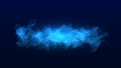 Fototapete - Vector abstract futuristic digital landscape with particles dots and stars on horizon. computer geometric digital connection structure. Futuristic blue abstract grid. Intelligence artificial