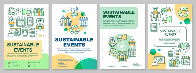 Wall Mural - Sustainable event management brochure template layout. Event greening. Flyer, booklet, leaflet print with linear illustrations. Vector page layouts for magazines, annual reports, advertising posters