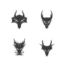 Head Dragon Flat Color Logo Template Vector Illustration