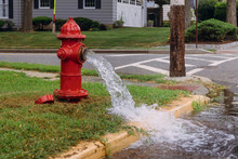 Leaking Fire Hydrant Strong Water Flow