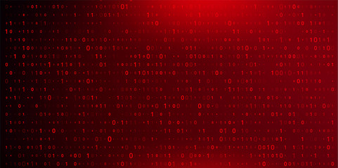 Digital Binary Code on Dark Red BG. Data Breach