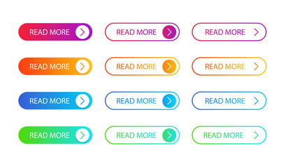 Aufkleber - Set of modern action button for web, mobile app.Template gradient navigation button menu for submit, call, action.Gradient icon for game, banner, landing page.Collection of buttons. vector