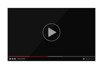 Aufkleber - Video player screen with bar in mockup style. Multimedia interface with player bar for web. Flat player video frame with media screen on isolated background.vector illustration
