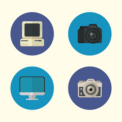 Poster - flat design gadgets technology icons