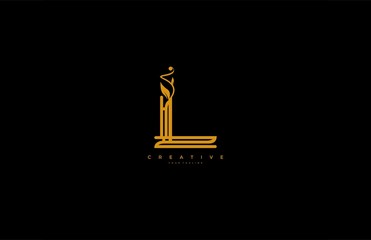 Aufkleber - Text Initial L Linear luxury flourishes ornament Monogram Logo