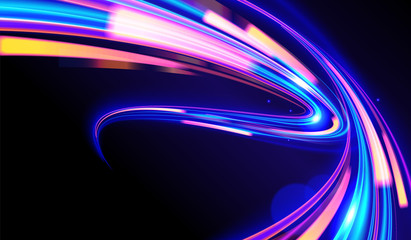 Poster - Cyberpunk Light Trails in Vector