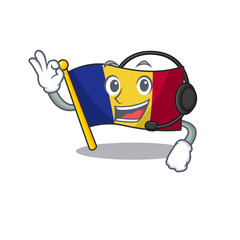 Sticker - With headphone romanian flag hoisted on character pole