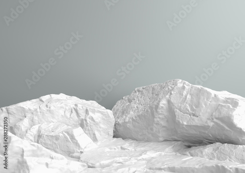 Fotografía Scene for showcase or cosmetic product presentation, in white pastel colors, 3d rendering