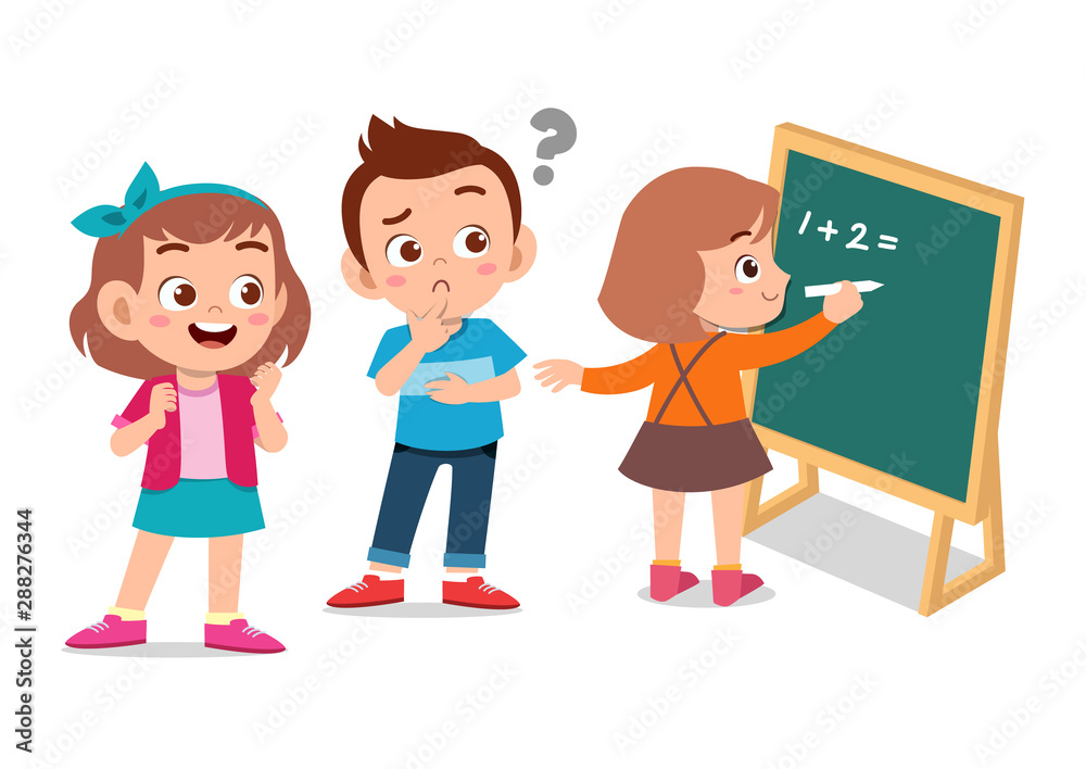 happy kids learning math illustration Stock Vector | Adobe Stock