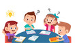 © Colorfuel Studio - kids discuss homework study together