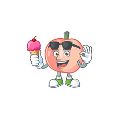 Poster - With ice cream peach character mascot for cute emoticon