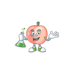 Sticker - Professor peach character mascot for cute emoticon