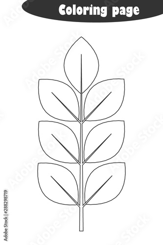 Branch With Leaves In Cartoon Style Autumn Black White Coloring Page Education Paper Game For The Development Of Children Kids Preschool Activity Printable Worksheet Vector Illustration Stock Vector Adobe Stock