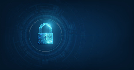 Fototapete - Padlock With Keyhole icon in. personal data security Illustrates cyber data or information privacy idea. blue color abstract hi speed internet technology.