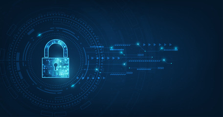 Fototapete - Padlock With Keyhole icon in. personal data security Illustrates cyber data or information privacy idea. blue color abstract hi speed internet technology.