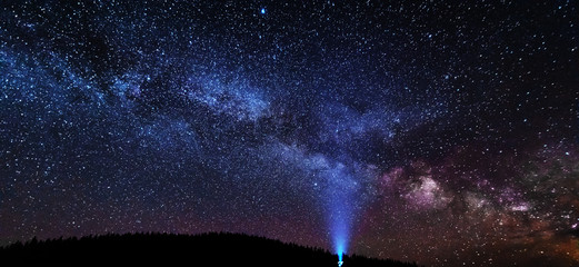 Wall Mural - night photos in the ukrainian carpathian mountains with a bright starry sky and the milky way