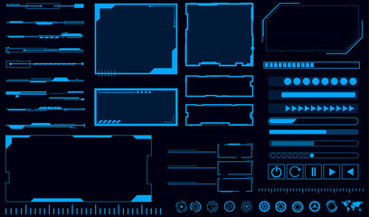 Fototapete - abstract technology futuristic concept HUD interface hologram elements of digital data , Elements Basic Communication Concept Set.