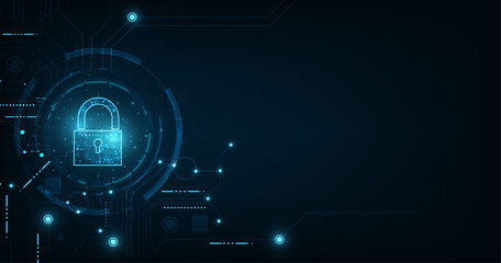 Fototapete - Padlock With Keyhole icon in. personal data security Illustrates cyber data or information privacy idea. blue color abstract hi speed internet technology.