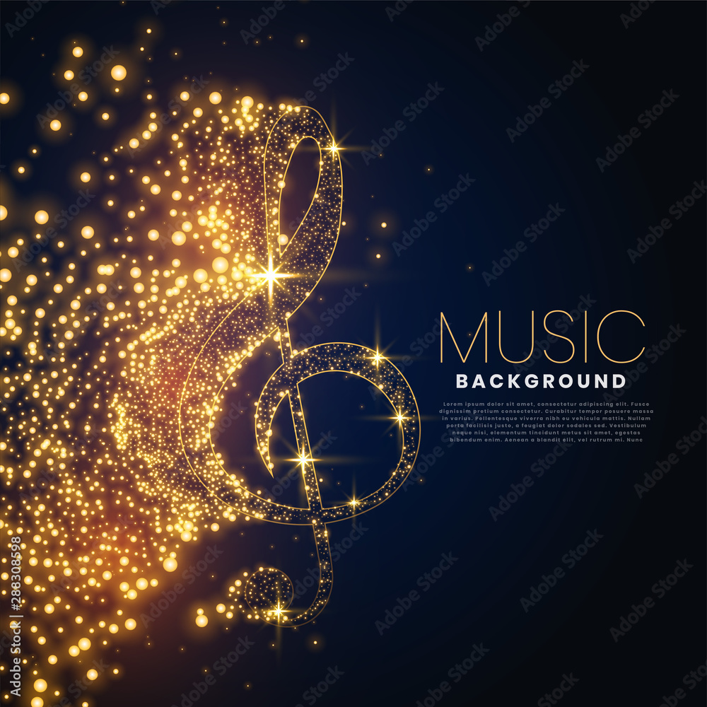 music note made with glowing particles background design - obrazy, fototapety, plakaty 