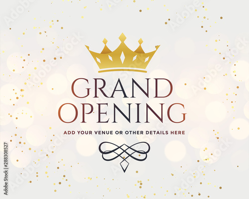 Fotografía white grand opening banner with golden crown