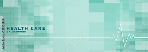 Cuadros en Lienzo healthcare and medical banner with heartbeat line design