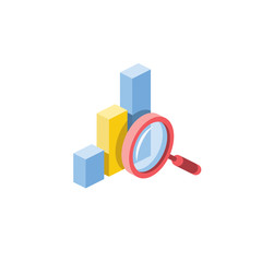 Poster - Chart analytics. Vector 3d isometric, color web icons set, new flat style. Creative illustration design, idea for infographics.