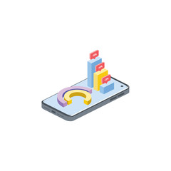 Poster - Smartphone charts. Vector 3d isometric, color web icons set, new flat style. Creative illustration design, idea for infographics.
