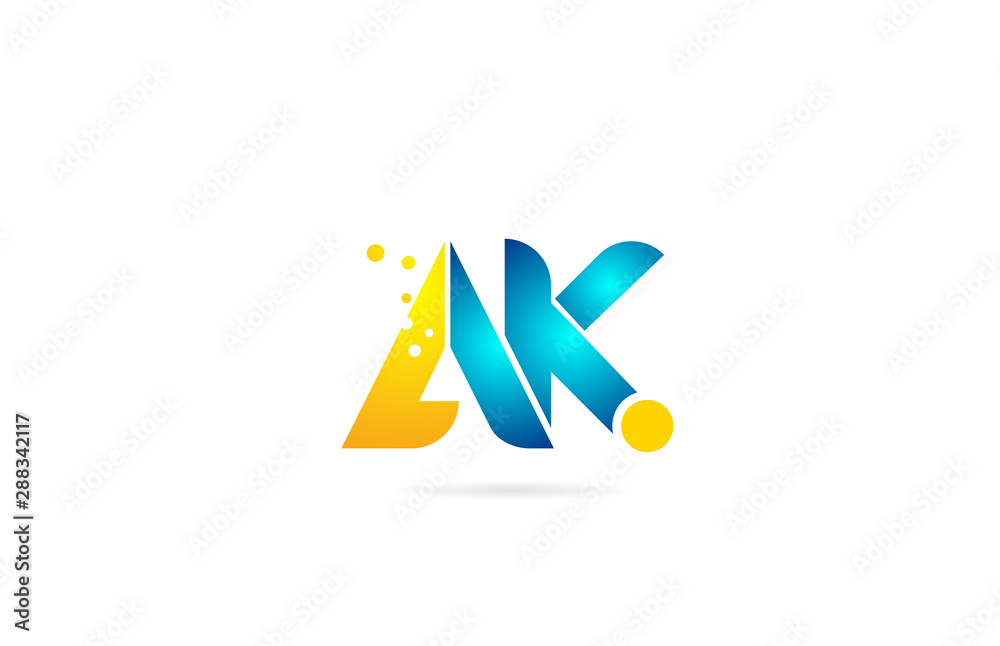 letter combination ak a k orange blue alphabet for company logo Stock ...