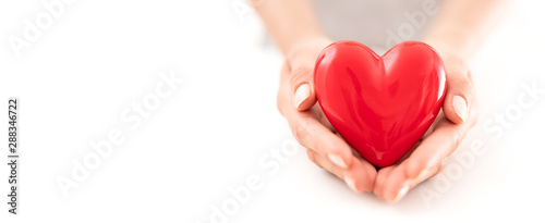 Fotomural The woman is holding a red heart.