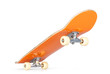 Yellow skateboard deck, isolated on white background. File contains a path to isolation