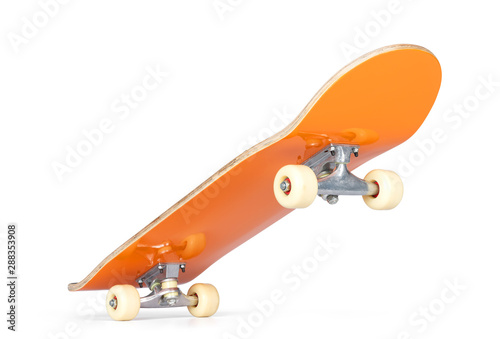 Fotografía Yellow skateboard deck, isolated on white background