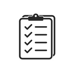 Poster - Icon clipboard checklist or document with checkmark with text in flat style.