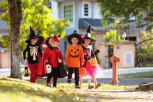 Kids Trick Or Treat. Halloween Fun For Children.