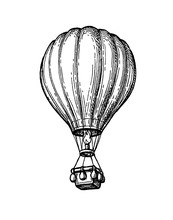 Ink Sketch Of Hot Air Balloon.