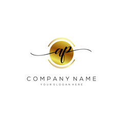 AP initial handwriting logo vector.