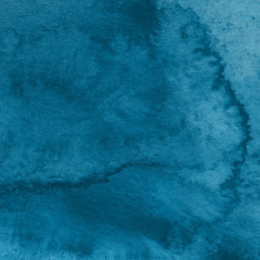 Wall Mural - Blue watercolor winter texture with abstract washes and brush strokes on the white paper background.