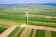 wind turbines among fields