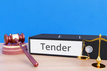 Tender – Folder With Labeling, Gavel And Libra – Law, Judgement, Lawyer