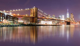 Fototapeta  - Brooklyn bridge at night, New York City, USA