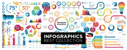 Cuadros en Lienzo Vector mega set of infographic elements