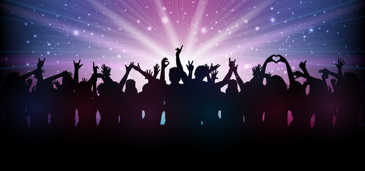 Party people in club dance to the music – stock vector