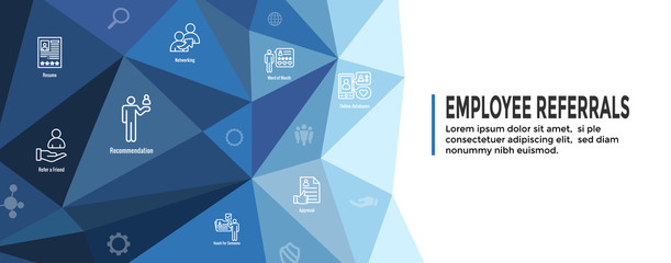 Wall Mural - Employee Referrals Icon Set & Web Header Banner