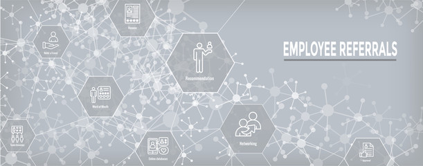 Wall Mural - Employee Referrals Icon Set & Web Header Banner
