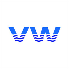 Canvas Print - Letter W and V Logo. Water Symbol. Sea Icon Vector Eps 10. 